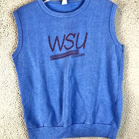 Vintage70s 80s WSU Washington State University Cougars Sweater Vest Size Large - Picture 1 of 4